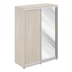 Шкаф-купе Staillex высокий, полки, штанга, 1 дверь - зеркало (дуб светлый)