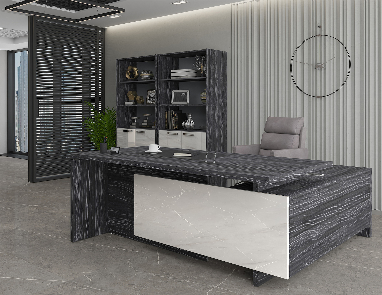 Стол руководителя Magenta 2100L (Графит)