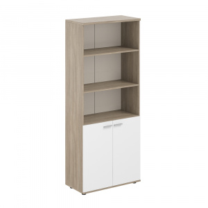 Шкаф Staillex высокий широкий 2 двери (белый/дуб темный)