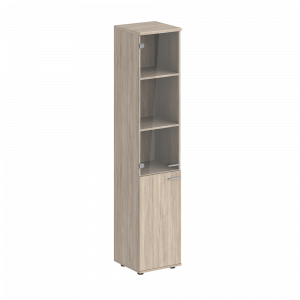 Шкаф Staillex высокий узкий со стеклом (дуб светлый)
