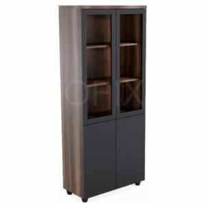 Шкаф для документов OFISHCI MDF GLASS (Barok/Black)