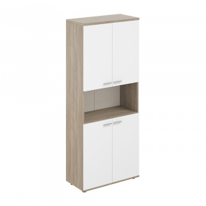 Шкаф Staillex высокий широкий с нишей (белый/дуб темный)