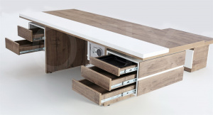 Стол руководителя ATLAS (Afzelia/White)