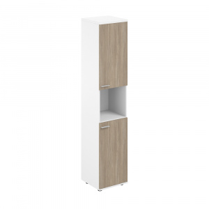 Шкаф Staillex высокий узкий с нишей (дуб темный/белый)