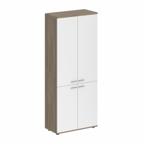 Шкаф Staillex высокий широкий 4 двери (белый/дуб темный)
