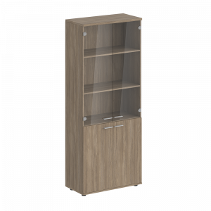 Шкаф Staillex высокий широкий со стеклом (дуб темный)