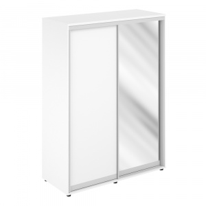 Шкаф-купе Staillex высокий, полки, штанга, 1 дверь - зеркало (белый)